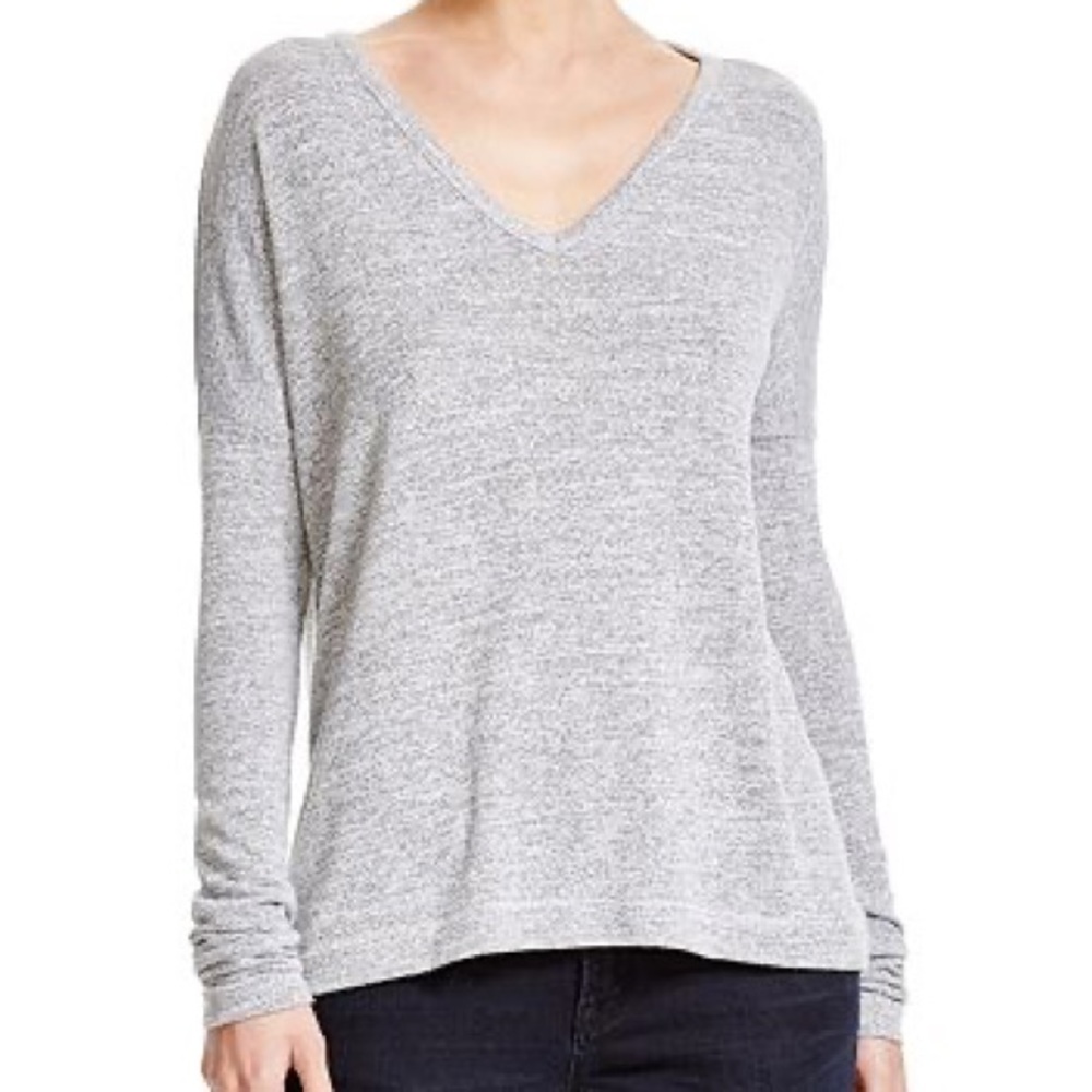 Rag & Bone Theo Long-Sleeve Grey V-Neck Tee